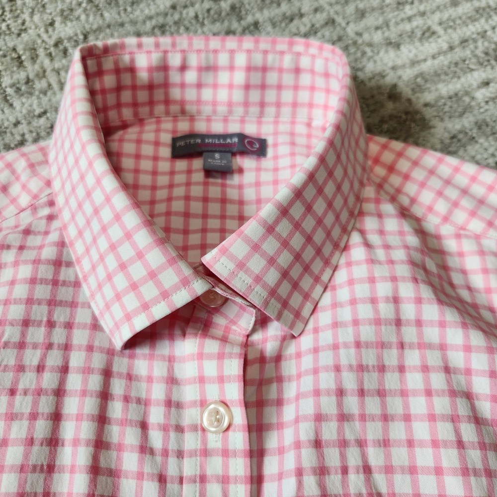 Peter Millar Performance roll-tab long sleeve button down top pink size S ladies - Picture 6 of 12